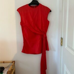 Oscar de la Renta Silk Blouse with Knotted Detail.